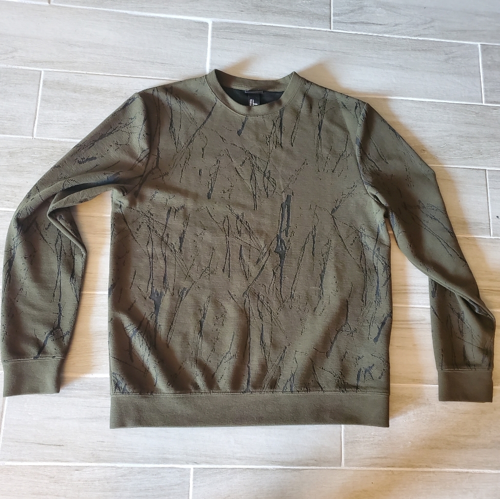 Olive green H&M black edgy design sweater